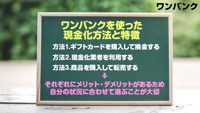 ワンバンクを使った現金化の方法と特徴