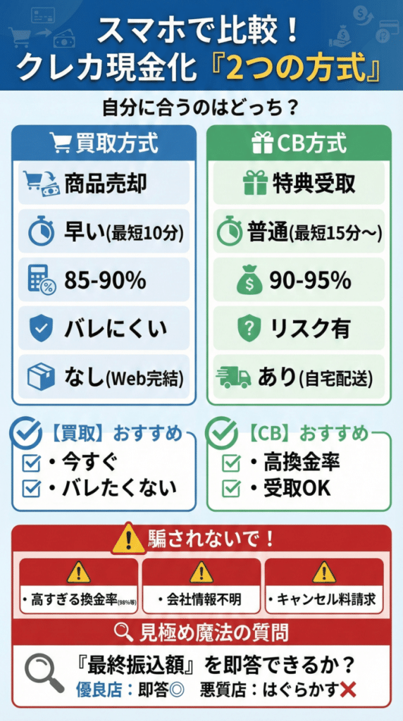 現金化の2つの方式の比較