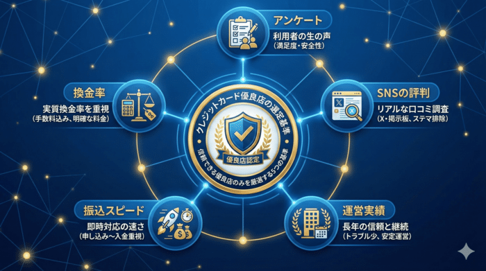 クレジットカード現金化優良店の選定基準